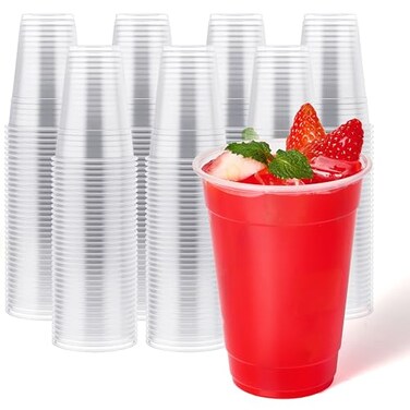 JOLLY CHEF 390 Pack 16 oz Clear Plastic CupsDisposable Cups Drinking Cups for Ice CoffeeMilkshake Cold Drinks