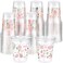 Hushee 60 Pcs Pink Floral Cups with Spring Summer Flower 16 oz Wildflowers Plastic Disposable Drinking Cups for Summer Spring Birthday Baby Shower Wedding Party Supplies
