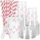 JarThenaAMCS 50 Pcs Pink Bow Plastic Cups with Lids and Straws 12 Oz Cute Pink Bow Daisy Clear Plastic Cups Disposable Cup for Summer Bridal Baby Shower Birthday Wedding Party Supplies