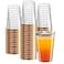 PLASTICPRO Disposable 12 oz Crystal Clear Plastic Tumblers With Rose Gold Rim for Partys Weddings pack of 100