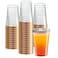 PLASTICPRO Disposable 12 oz Crystal Clear Plastic Tumblers With Rose Gold Rim for Partys Weddings pack of 100