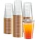 PLASTICPRO Disposable 12 oz Crystal Clear Plastic Tumblers With Rose Gold Rim for Partys Weddings pack of 100