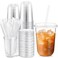 Ziliny 50 Sets Clear Plastic Cups with Lids and Straws Disposable Iced Coffee Cups Drinking PET for Cold Drinks Juice Smoothie Coffee Shops Party Christmas 16 ozClear