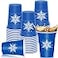 Whaline 50 Pack Winter Snowflake Plastic Cups Blue Winter Wonderland Clear Plastic Cups Christmas Winter Disposable Party Cups for Hot Cold Drinks Party Supplies 16oz