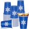 Whaline 50 Pack Winter Snowflake Plastic Cups Blue Winter Wonderland Clear Plastic Cups Christmas Winter Disposable Party Cups for Hot Cold Drinks Party Supplies 16oz