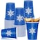 Whaline 50 Pack Winter Snowflake Plastic Cups Blue Winter Wonderland Clear Plastic Cups Christmas Winter Disposable Party Cups for Hot Cold Drinks Party Supplies 16oz