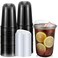 Ziliny 50 Sets Clear Plastic Coffee Cups with Sip Lids Disposable Plastic PET Crystal Cups for Iced Coffee Smoothie Cold Beverage Drink Shops and Party CateringClear Black16 oz