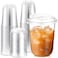 Baderke 50 Sets Clear Plastic Cups with Lids Iced Coffee Cups with lidsDisposable Plastic Smoothie Cup for Cold Drinks Sip Lid 16 oz
