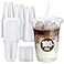 Glotoch Express Plastic Cups with Lids and Straws 100 Sets 16oz Disposable Clear Crystal Plastic Coffee Cups with Lids BPA Free Small To Go Cold Cup for Cold Drinks Milkshake Juice Party