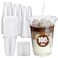 Glotoch Express Plastic Cups with Lids and Straws 100 Sets 16oz Disposable Clear Crystal Plastic Coffee Cups with Lids BPA Free Small To Go Cold Cup for Cold Drinks Milkshake Juice Party