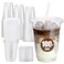 Glotoch Express Plastic Cups with Lids and Straws 100 Sets 16oz Disposable Clear Crystal Plastic Coffee Cups with Lids BPA Free Small To Go Cold Cup for Cold Drinks Milkshake Juice Party