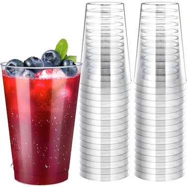 Byvivace 200Counts 12 OZ Hard Plastic Cups Fancy Disposable Cups for Party 12 Ounce Clear Elegant Wedding Cups Disposable Wine Glasses for Parties