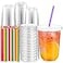 Ziliny 100 Pack 16 oz Plastic Cups with Lids and Straws Clear Disposable Round Bottom Coffee Cups Dirty Soda Bar Supplies for Iced Coffee Cold Drinks Juice Smoothies Milkshakes