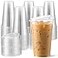 AOZITA 100 Pack 16 oz Plastic Cups With Strawless SipLids Iced Coffee Cups With Lids BPA Free Disposable Clear Cups To Go Cups for Smoothies Party Drinks Bubble Tea Cold Beverage
