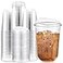 Baderke 100 Pcs Plastic Cups with Sip Lids Round Bottom Disposable Plastic Coffee Cups with Lids Clear Strawless Crystal Mugs for Iced Coffee Smoothie Cold Beverage Party Catering Supplies 16 oz