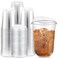 Baderke 100 Pcs Plastic Cups with Sip Lids Round Bottom Disposable Plastic Coffee Cups with Lids Clear Strawless Crystal Mugs for Iced Coffee Smoothie Cold Beverage Party Catering Supplies 16 oz