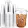 Baderke 100 Pcs Plastic Cups with Sip Lids Round Bottom Disposable Plastic Coffee Cups with Lids Clear Strawless Crystal Mugs for Iced Coffee Smoothie Cold Beverage Party Catering Supplies 16 oz