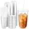Ziliny 50 Sets Clear Plastic Cups with Lids and Straws Disposable Iced Coffee Cups Drinking PET for Cold Drinks Juice Smoothie Coffee Shops Party Christmas 18 ozClear