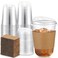 Baderke 50 Sets Clear Plastic Coffee Cups with Sip Lids and Cup Sleeve Disposable Clear Pet Cups for Iced Coffee Cold Beverage Shops and Party Catering 16 oz