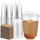 Baderke 50 Sets Clear Plastic Coffee Cups with Sip Lids and Cup Sleeve Disposable Clear Pet Cups for Iced Coffee Cold Beverage Shops and Party Catering 16 oz