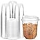 Baderke 100 Sets 12 oz Clear Plastic Cups with LidsSturdy Iced Coffee Cups with lids Disposable Plastic Smoothie Cup for Cold Drinks