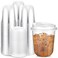 Baderke 100 Sets 12 oz Clear Plastic Cups with LidsSturdy Iced Coffee Cups with lids Disposable Plastic Smoothie Cup for Cold Drinks