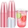 Ziliny 50 Sets Clear Plastic Coffee Cups with Sip Lids Disposable Plastic PET Crystal Cups for Iced Coffee Smoothie Cold Beverage Drink Shops and Party Catering Pink16 oz