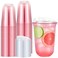 Ziliny 50 Sets Clear Plastic Coffee Cups with Sip Lids Disposable Plastic PET Crystal Cups for Iced Coffee Smoothie Cold Beverage Drink Shops and Party Catering Pink16 oz