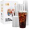 Turbo Bee 100 Sets 32 OZ Clear Plastic Cups with Lids and Straws Disposable To Go Iced coffee cups with lids for Cold Drinks Smoothie and Slushie