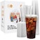 Turbo Bee 100 Sets 32 OZ Clear Plastic Cups with Lids and Straws Disposable To Go Iced coffee cups with lids for Cold Drinks Smoothie and Slushie