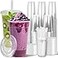 Charmount 32 oz 50 Sets Clear Plastic Cups with Lids and Straws Sturdy Food Safe Disposable To Go Cups for Cold Drinks Iced Coffee Milkshakes Smoothies