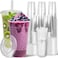 Charmount 32 oz 50 Sets Clear Plastic Cups with Lids and Straws Sturdy Food Safe Disposable To Go Cups for Cold Drinks Iced Coffee Milkshakes Smoothies