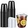 Ziliny 50 Sets Clear Plastic Coffee Cups with Sip Lids Disposable Plastic PET Crystal Cups for Iced Coffee Smoothie Cold Beverage Drink Shops and Party CateringBlack12 oz