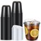 Ziliny 50 Sets Clear Plastic Coffee Cups with Sip Lids Disposable Plastic PET Crystal Cups for Iced Coffee Smoothie Cold Beverage Drink Shops and Party CateringBlack12 oz