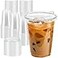 Clawsoff 16 oz 100 Pack Clear Plastic Cups with Lids Sturdy Iced Coffee Cups with Sip Lids Disposable Food Safe Smoothie Cup for Cold Drinks Juice Milkshake