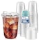 Homestockplus 15 oz Clear Plastic Cups with Lids 100 Pack Strawless Sip Lids LeakProof BPAFree Iced Coffee Cups Disposable Cold Drink Cups for Smoothies Milkshake Parties Events