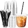 Ziliny 50 Set Clear Plastic Cups with Lids and Straws PET Disposable Iced Coffee Cups for Drinking Cold Beverage Juice Parfait Smoothie Milkshake Shop Party Supplies Clear CupBlack Straw12 oz