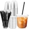 Ziliny 50 Set Clear Plastic Cups with Lids and Straws PET Disposable Iced Coffee Cups for Drinking Cold Beverage Juice Parfait Smoothie Milkshake Shop Party Supplies Clear CupBlack Straw12 oz