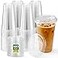 Glotoch Express Clear Plastic Cups with Lids 100 Sets 24oz Disposable Crystal Iced Coffee Cups Strawless Sip Lids BPA Free Sturdy To Go Cup for Smoothie Cold Drinks Juice Party Wedding Event