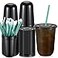 Baderke 25 Set Plastic Cups with Lids and Straws Disposable Plastic Iced Coffee Cup for Cold Beverage Juice Smoothie Crystal for Coffee Shops Party CateringBlack16 oz