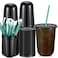 Baderke 25 Set Plastic Cups with Lids and Straws Disposable Plastic Iced Coffee Cup for Cold Beverage Juice Smoothie Crystal for Coffee Shops Party CateringBlack16 oz