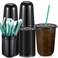 Baderke 25 Set Plastic Cups with Lids and Straws Disposable Plastic Iced Coffee Cup for Cold Beverage Juice Smoothie Crystal for Coffee Shops Party CateringBlack16 oz