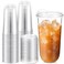 Baderke Clear Plastic Cups with Strawless Sip Lids Disposable Round Bottom Togo Cups for Coffee Smoothie Cold Beverage Coffee Shops and Party Catering 20 oz50 Pcs
