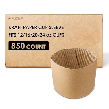 Harvest Pack 850 Count Coffee Sleeves Bulk Brown Kraft Corrugated Coffee Cup Sleeves for 12 16 20 24 oz Cups EcoFriendly Recyclable Paper Jacket Hand Protector for Hot Drinks