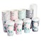 BLUE PANDA Paper Coffee Cups 16 Oz 48 Count 4 Pastel Floral Colors Disposable Cups with Lids for Hot Cold Coffee Tea to Go