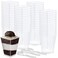 Oasis Creations Square Dessert Cup 55 ounce 50 Count Spoons Included Clear Plastic Large Appetizer Cup Tall Dessert CupTasting Cup Parfait CupDisposable or Reusable