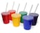 Rolling Sands 16 Oz Reusable Plastic Stadium Cups with Lids 6 Pack USA Made Tumblers and Lids Includes 6 Reusable Straws Dishwasher Safe Rainbow