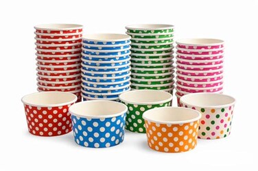 Worlds Paper Ice Cream Cups Polka Dot Paper Yogurt Cups 12OZ Mix 50 pack