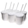 Rolling Sands 16 Oz Reusable Plastic Stadium Cups with Lids 6 Pack USA Made Plastic Tumblers and Lids Includes 6 Reusable Straws Dishwasher Safe White
