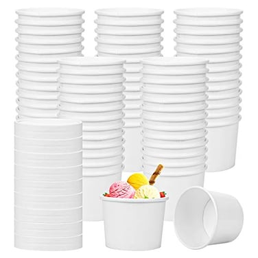 Hedume 75 Pack Ice Cream Cups with 75 Pack Lids 8 oz Disposable Paper Dessert Bowls for Hot and Cold Food Soup Sundae Frozen Yogurt